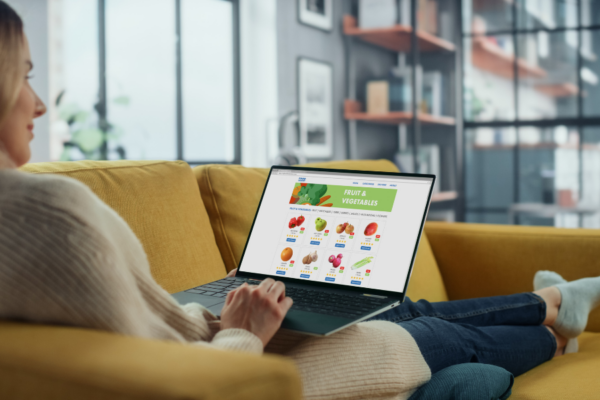 woman ordering groceries online